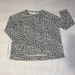 Lou & Grey LOFT Cheetah Print Terry Sweatshirt - XL Black White